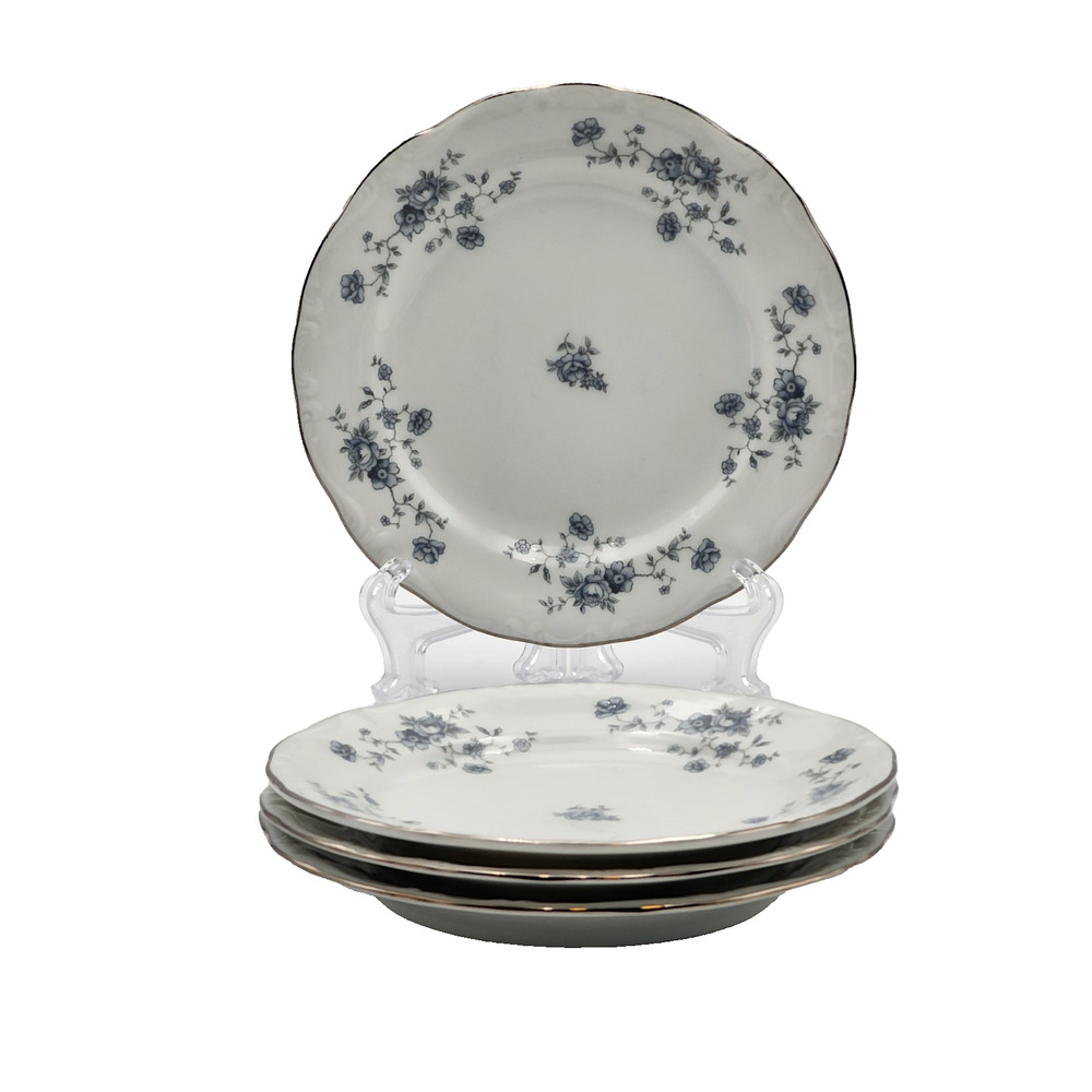 Johann Haviland Blue Garland Bread and Butter Plate 4 Pc Set Bavaria Germany VTG